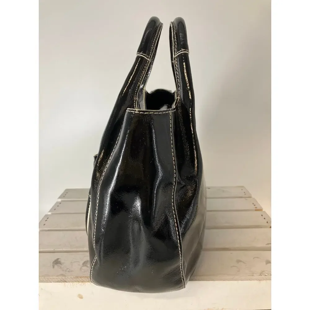 KATE SPADE LARGE BLACK, WHITE PATTON LEATHER HANDBAG (ASIS)